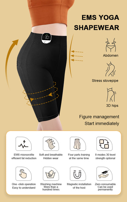 High-Waist EMS Yoga Short Leggings with Multi-Control Massage