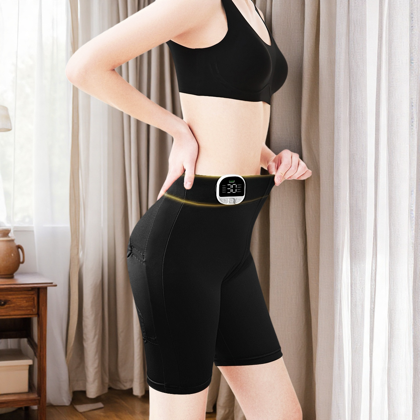 High-Waist EMS Yoga Short Leggings with Multi-Control Massage